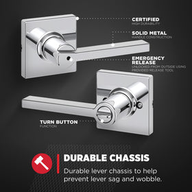 Kwikset Casey round strike plate with latch options in chrome.