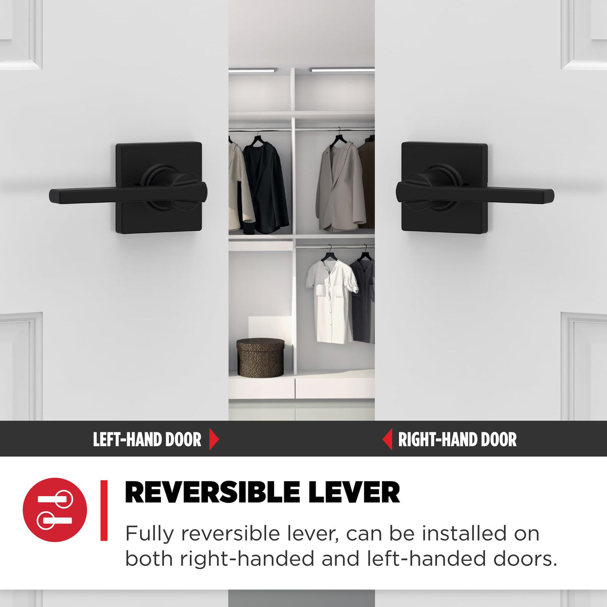 Casey fits standard doors 1-3/8 to 1-3/4 inches thick for renovation projects