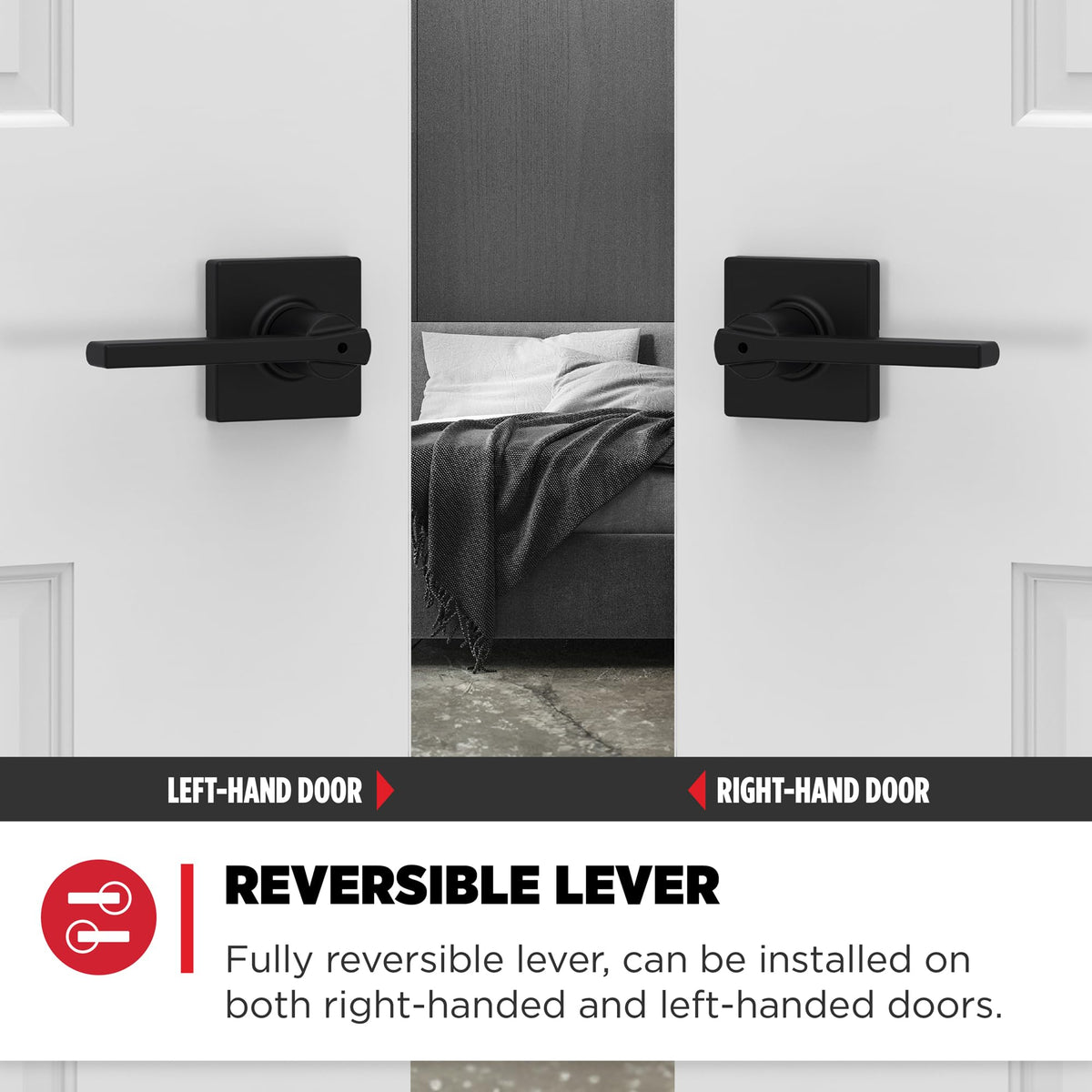 Kwikset Casey fits standard doors 1 3/8 to 1 3/4 inches thick.