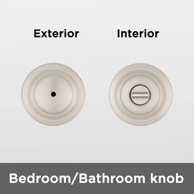 Kwikset Cove bathroom knob, easy DIY installation.