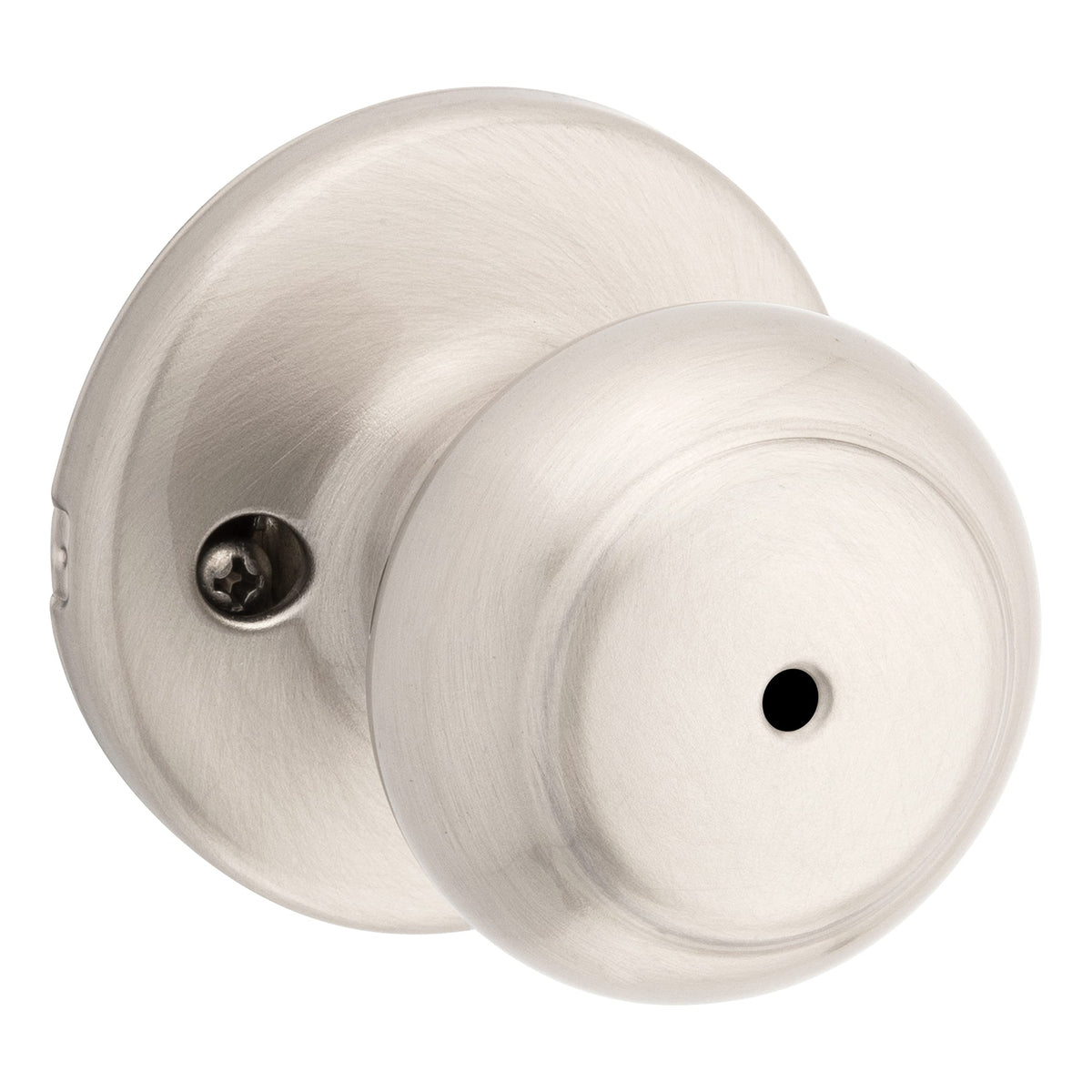 Kwikset Cove bedroom door knob with turn lock.