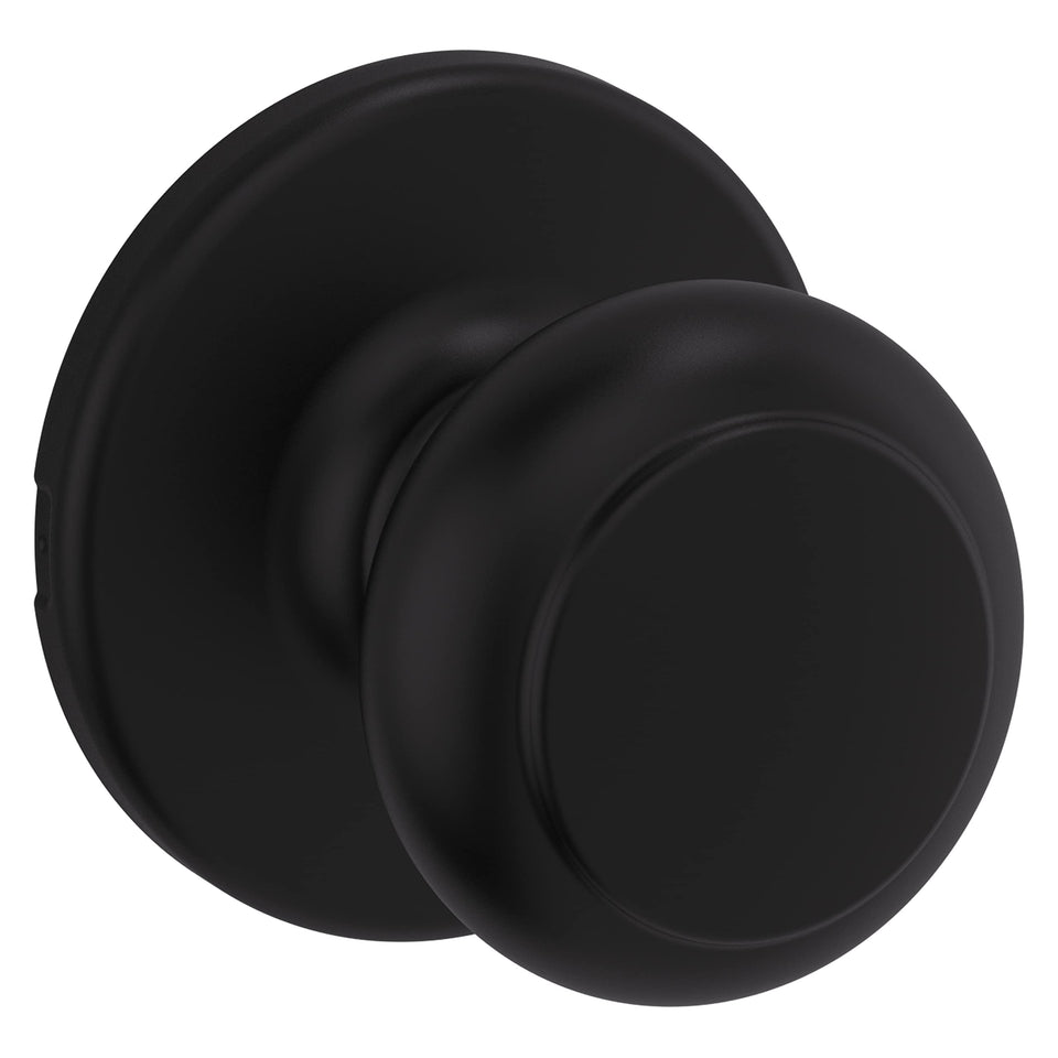 Kwikset Cove interior passage knob on a closet door for easy non-locking access.