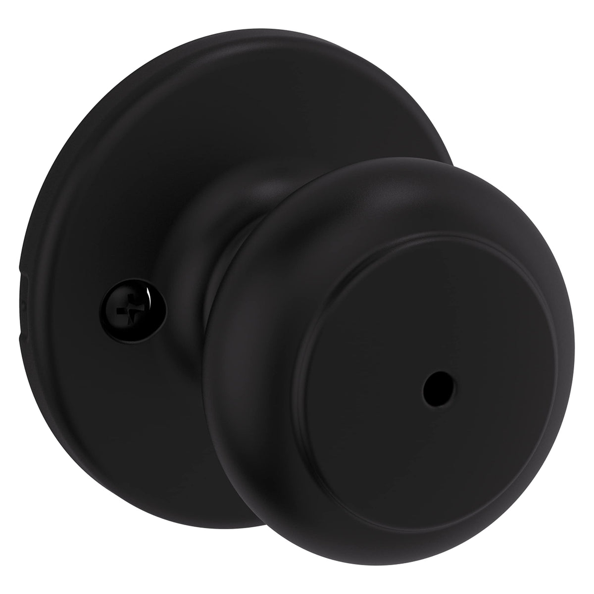 Kwikset Cove interior privacy knob with matte black finish for bedrooms and bathrooms