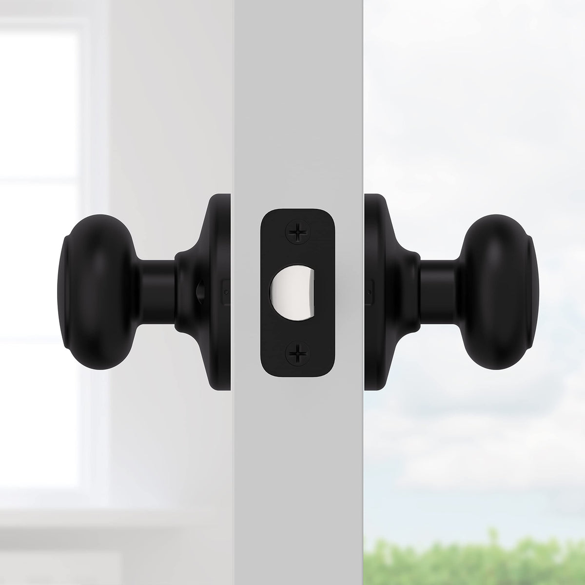Kwikset Cove rounded design adds softness to hallway doors.