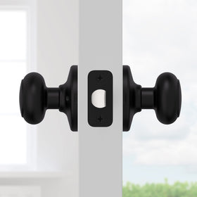 Kwikset Cove rounded design adds softness to hallway doors.