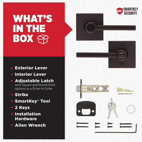 Kwikset Halifax box includes all components and keys for installation.
