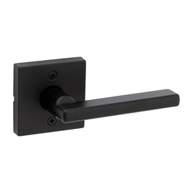 Kwikset Halifax dummy lever closeup in matte black for interior doors