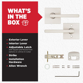 Included latch and install hardware for Kwikset Halifax