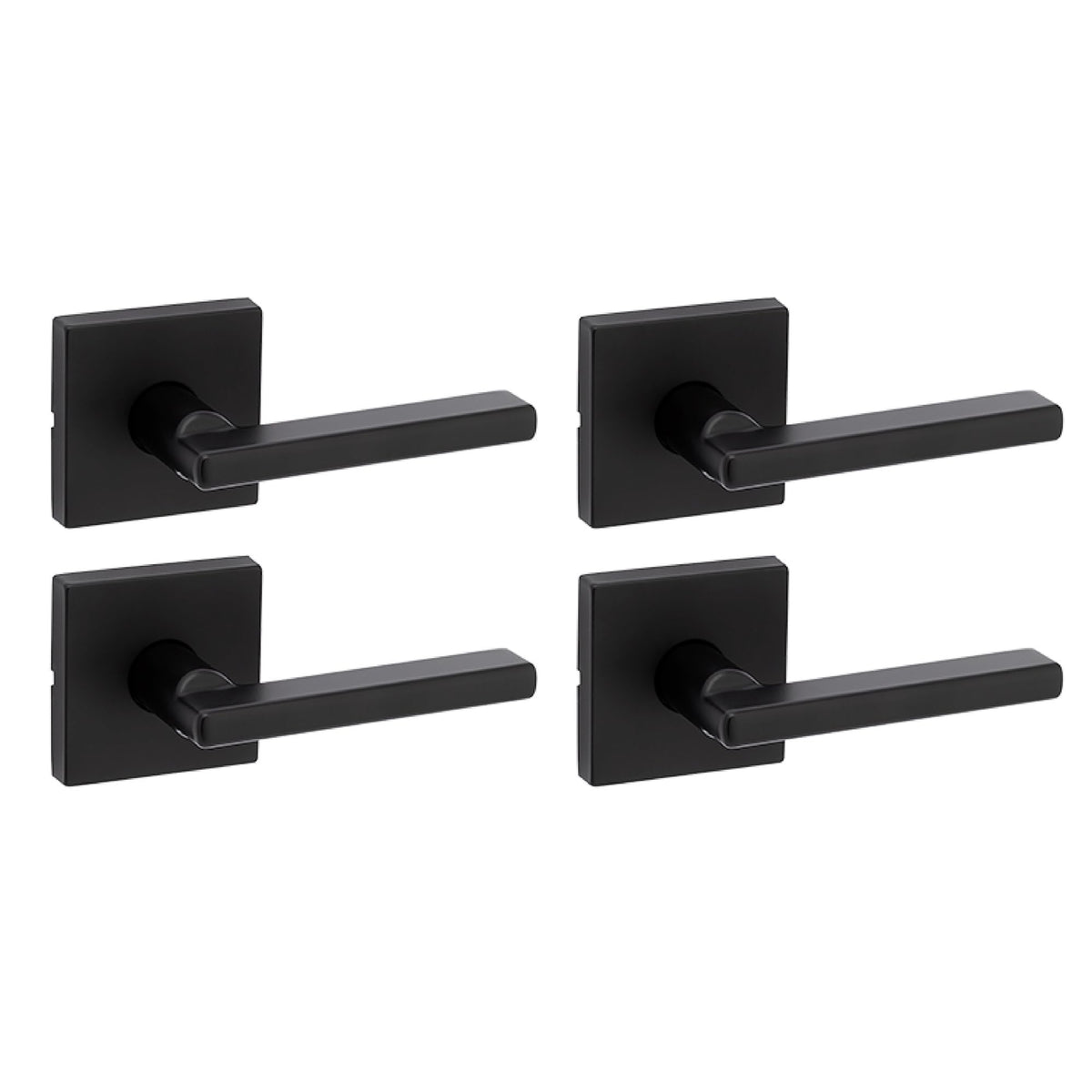 Kwikset Halifax matte black interior passage lever for closets and hallways, non-locking.