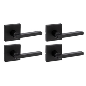 Kwikset Halifax matte black interior passage lever for closets and hallways, non-locking.