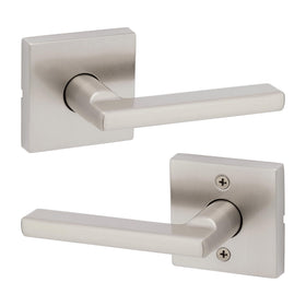 Kwikset Halifax interior passage lever in satin nickel for closets and hallways