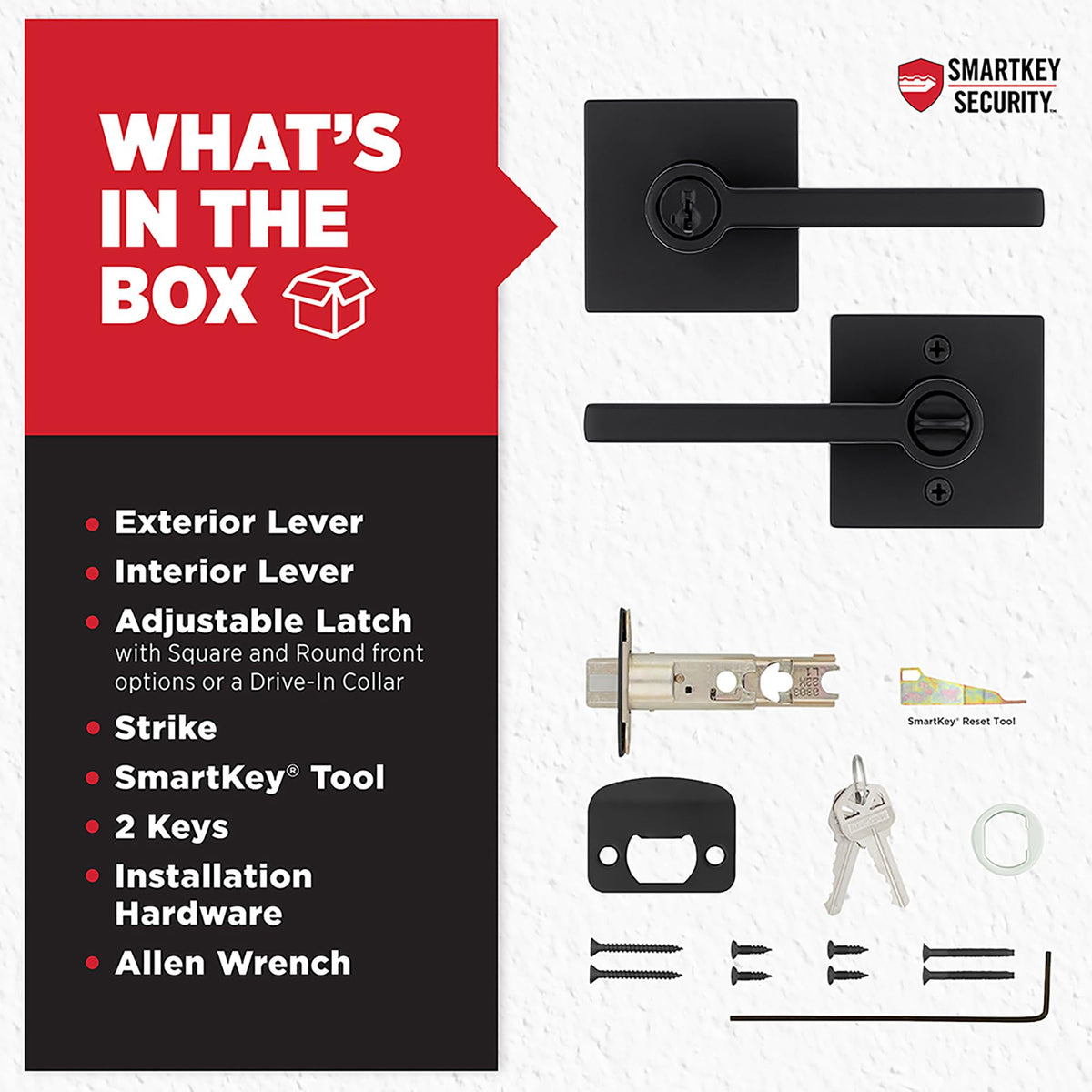 Kwikset Halifax adjustable latch fits standard doors for easy installation