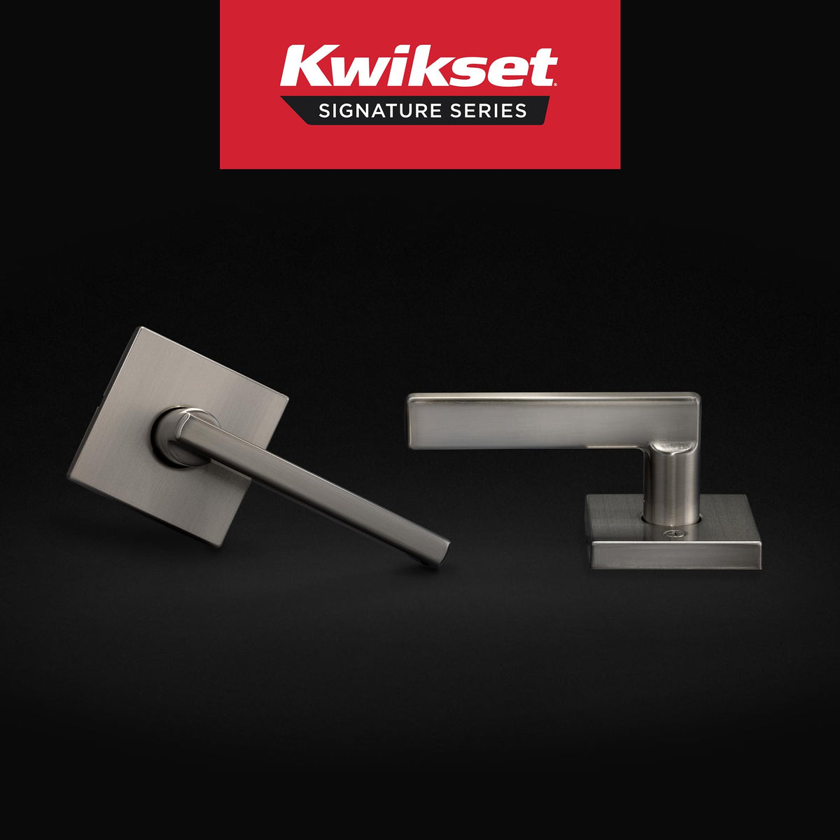 Close-up of Kwikset Halifax never sag lever design