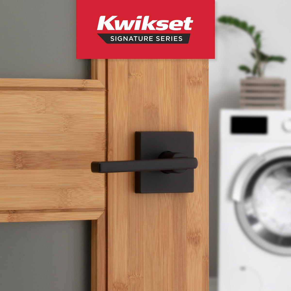 Kwikset Halifax reversible lever installed on both door orientations for easy DIY.