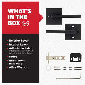 Kwikset Halifax reversible handle for left- or right-handed doors.