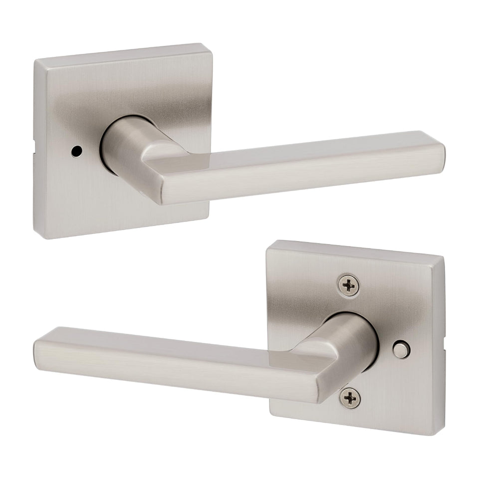 Kwikset Halifax satin nickel privacy lever for bedroom and bathroom privacy