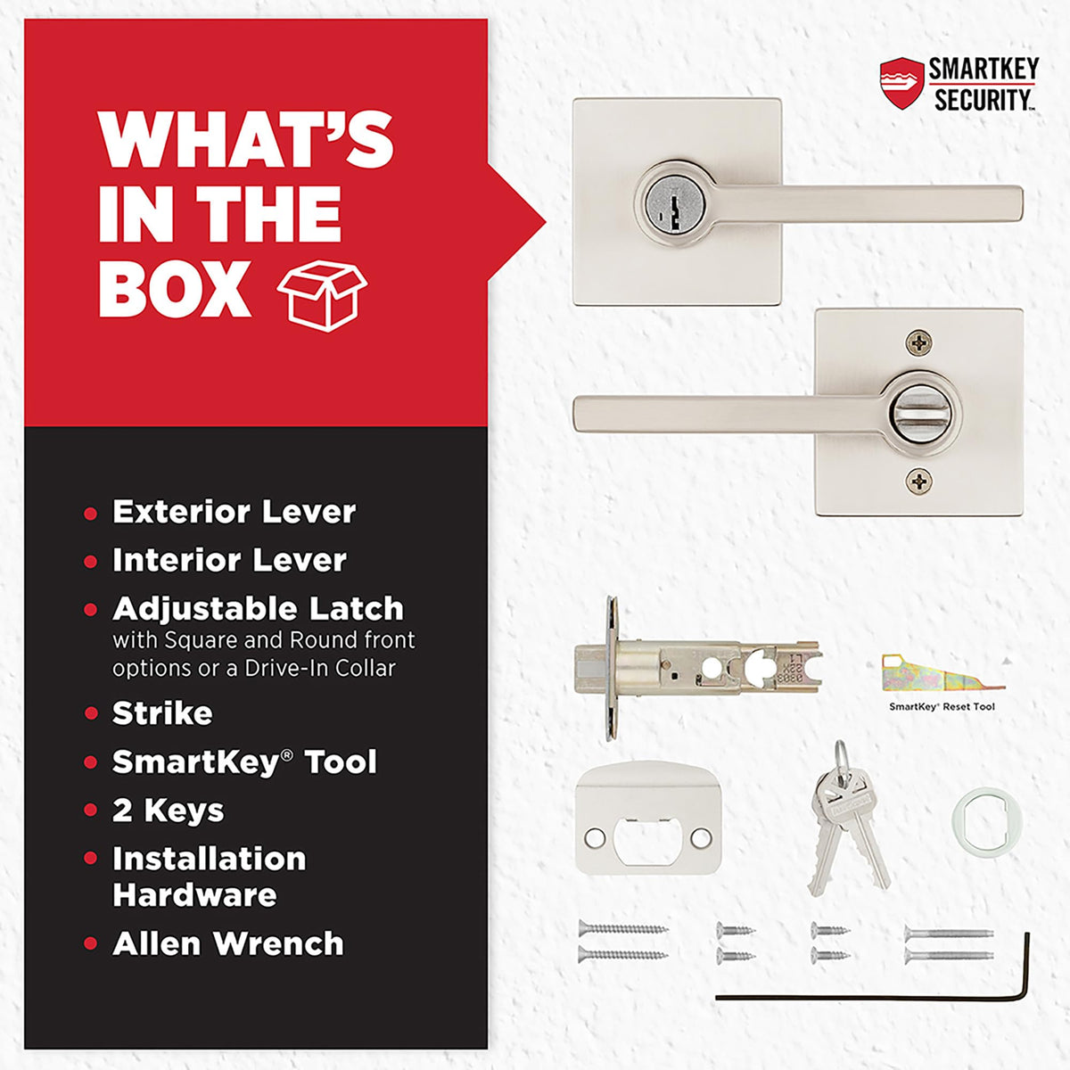 Kwikset Halifax SmartKey tool included for quick rekeying and security.