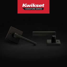 Kwikset Halifax square rose lever showing modern, smooth hardware design.