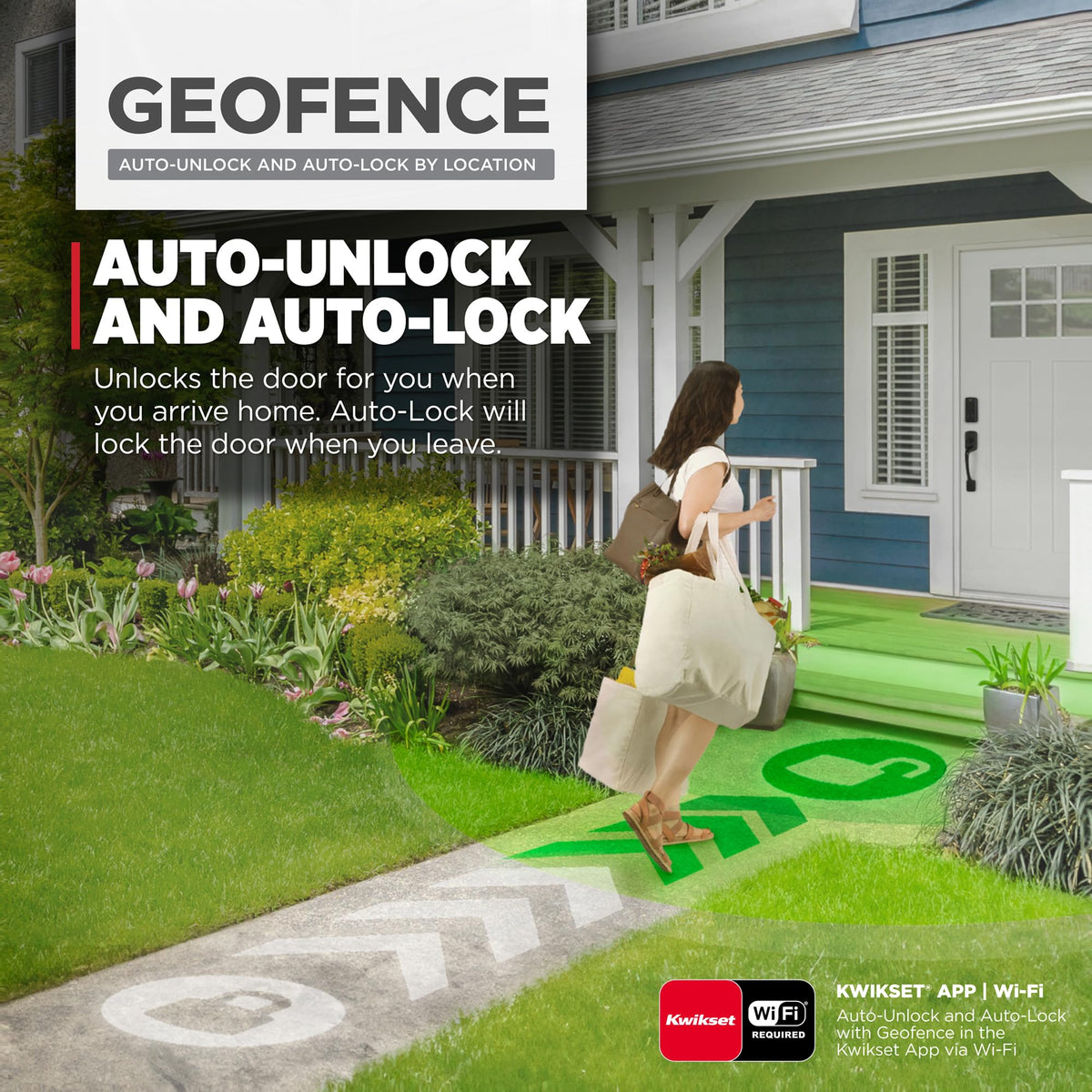 Geofence unlocking visualization as you approach your home.