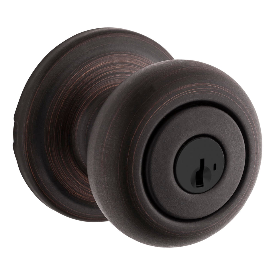 Kwikset Hancock keyed entry knob exterior for secure access and rekeying
