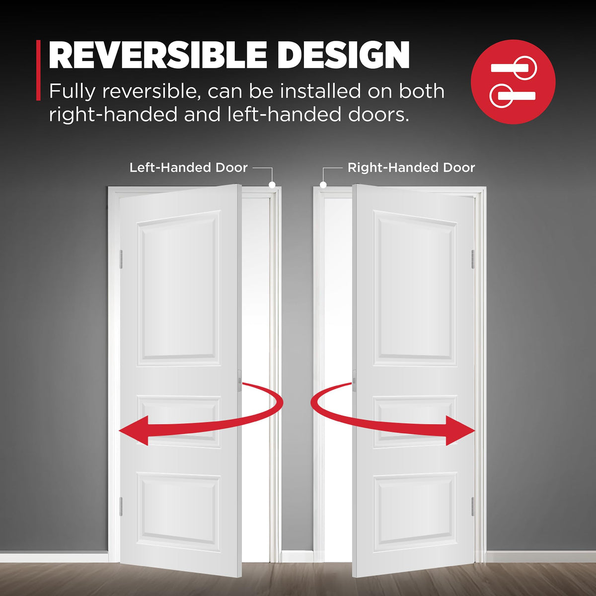 Kwikset Henley easy-install reversible lever fits standard doors.