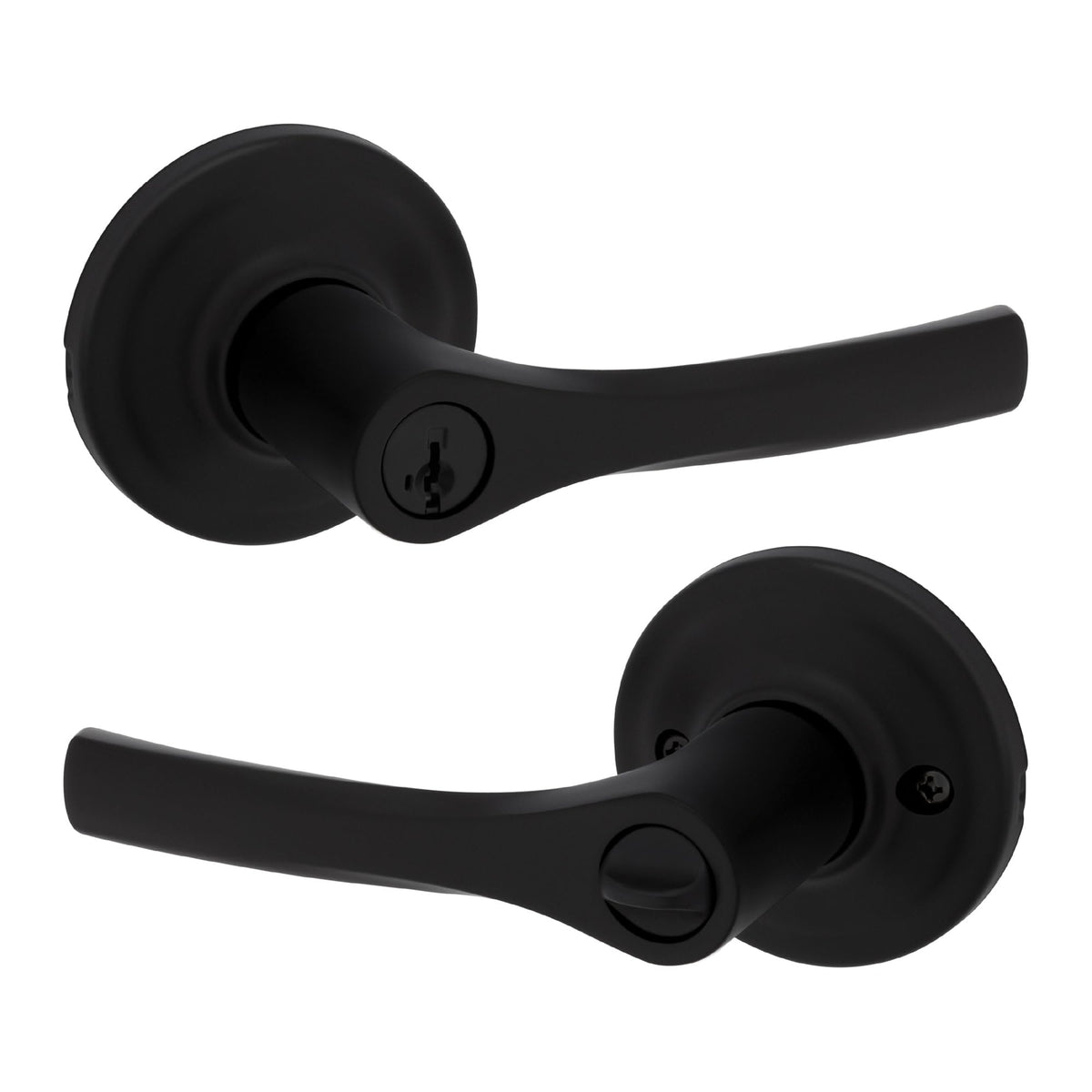 Kwikset Henley entry lever in matte black for secure, easy daily access.