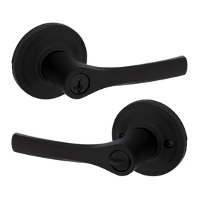 Kwikset Henley entry lever in matte black for secure, easy daily access.