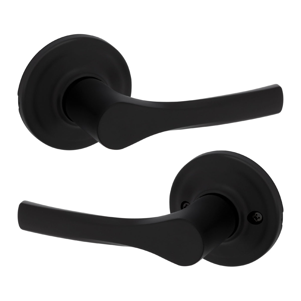 Kwikset Henley passage lever close-up with matte black finish and smooth operation