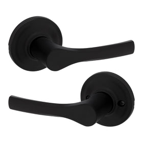 Kwikset Henley passage lever close-up with matte black finish and smooth operation