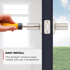 Kwikset Henley reversible lever demonstrates compatibility for both door orientations