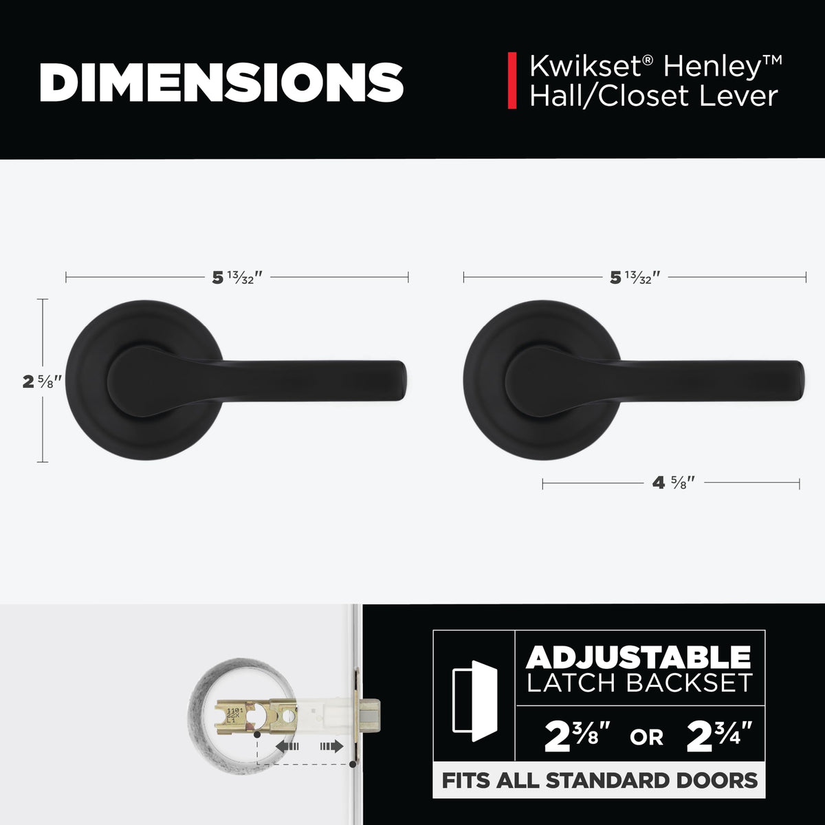 Kwikset Henley rosette detail in matte black adds modern style