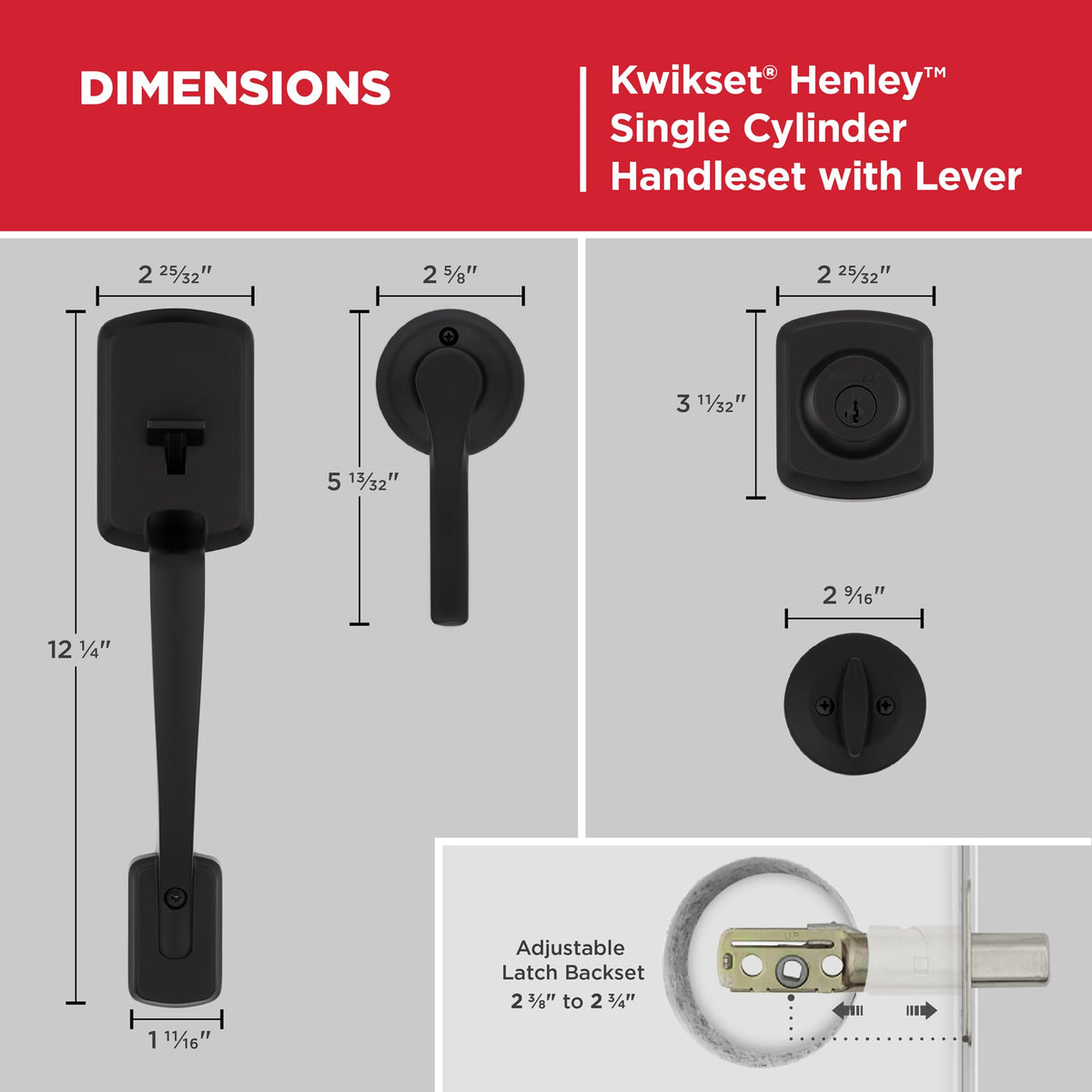 Kwikset Henley SmartKey security enabling quick on-site rekeying.