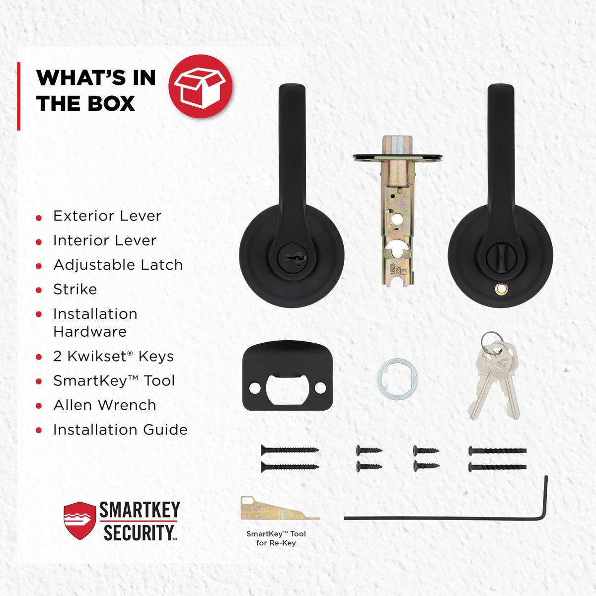Kwikset Henley SmartKey technology enables quick, tool-free rekeying.
