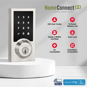 Kwikset HomeConnect 918 easy-install enables screwdriver-based DIY setup.