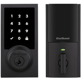 Kwikset HomeConnect 918 touchscreen entry displays convenient keyless access for busy households.