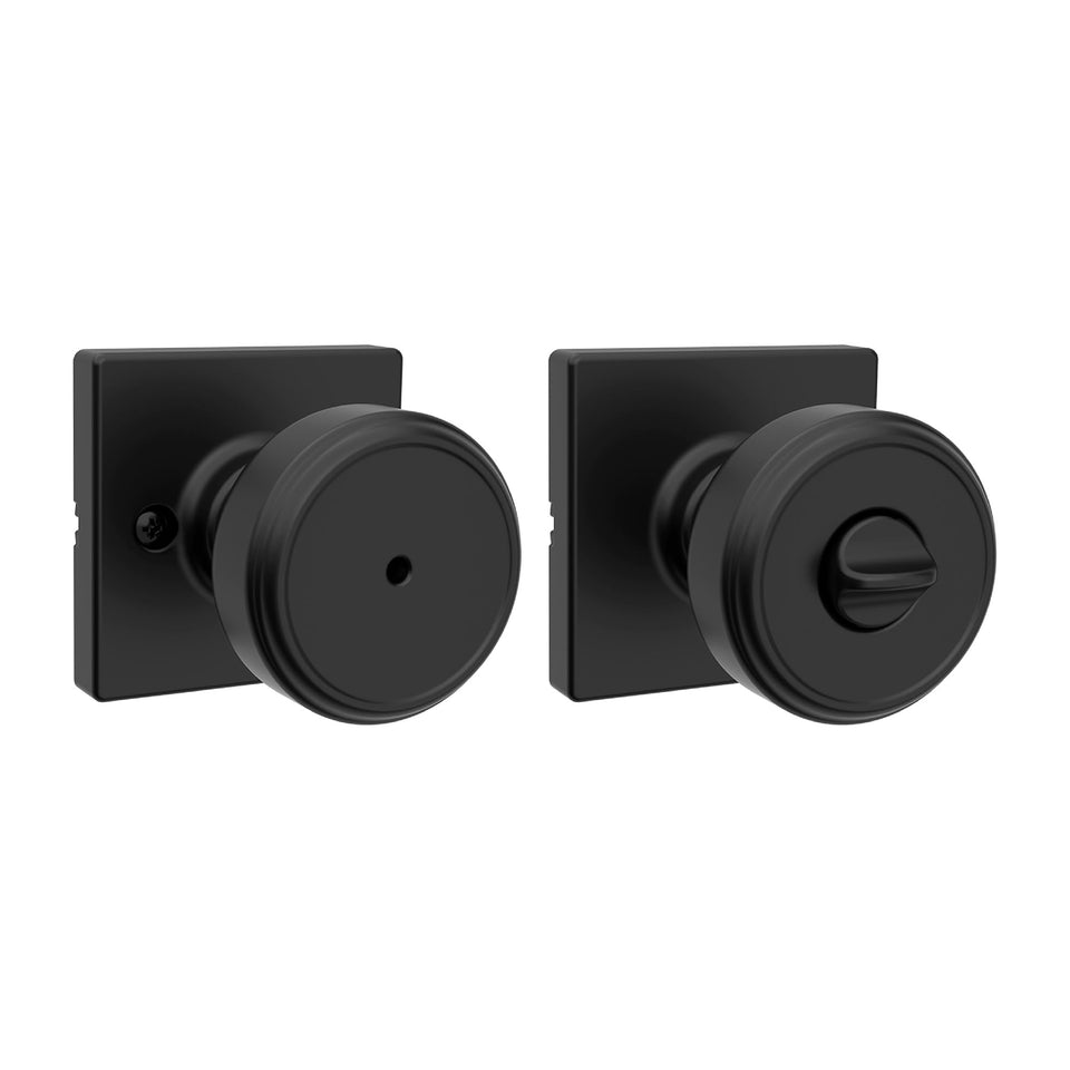 Kwikset Maven privacy knob with square front for bedrooms and bathrooms