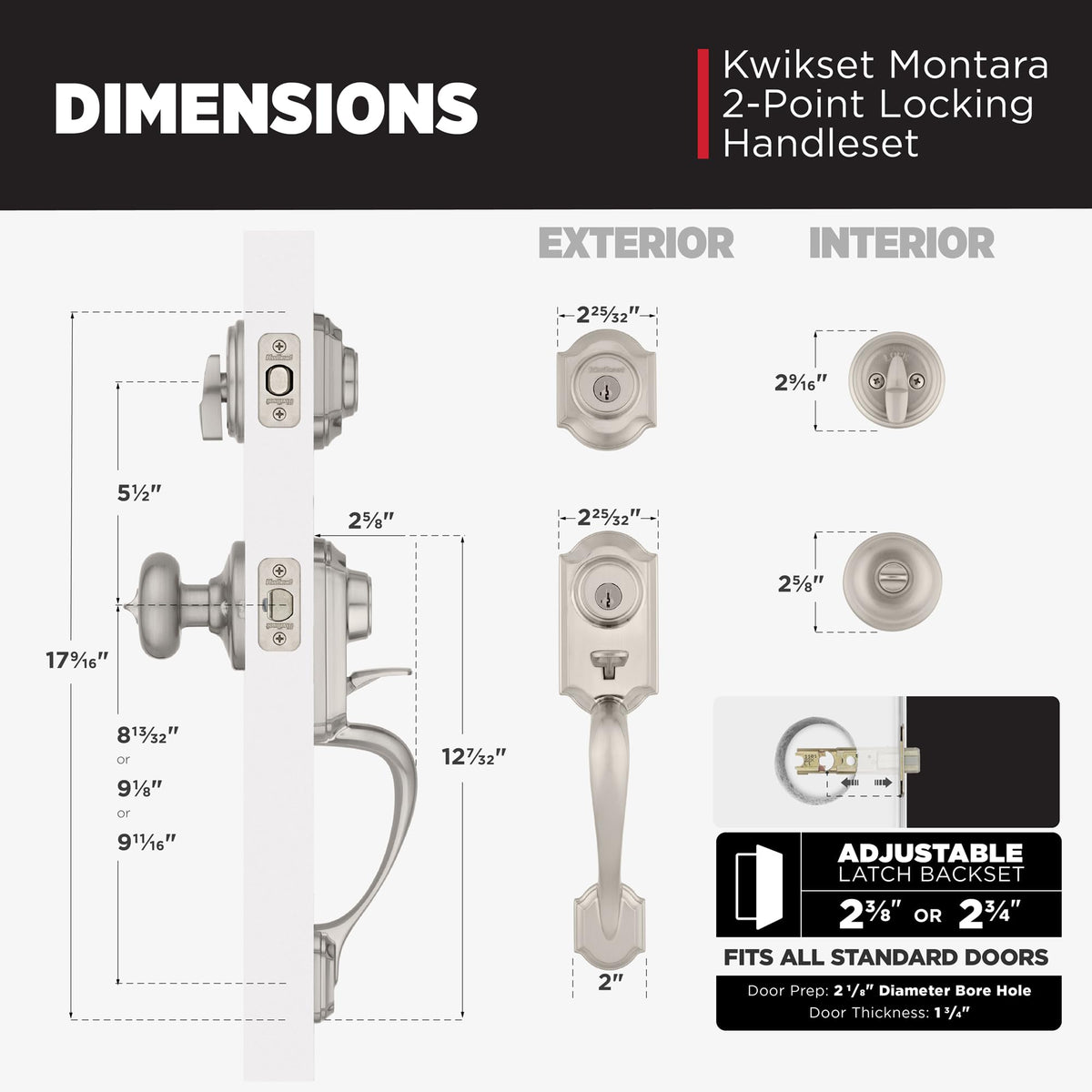 Kwikset Montara arched traditional design complements many home styles in satin nickel.