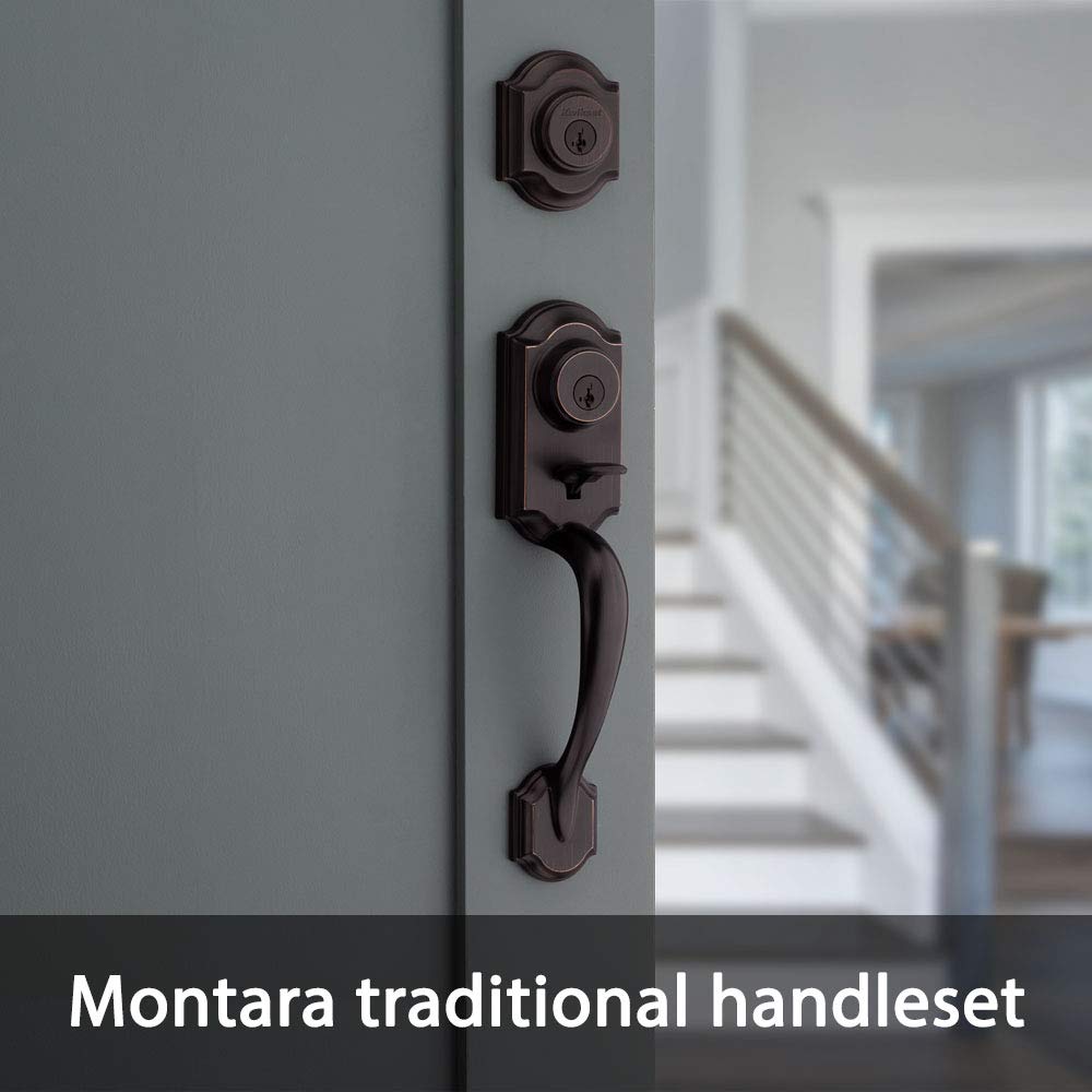 Kwikset Montara two-point locking system enhances exterior door security.