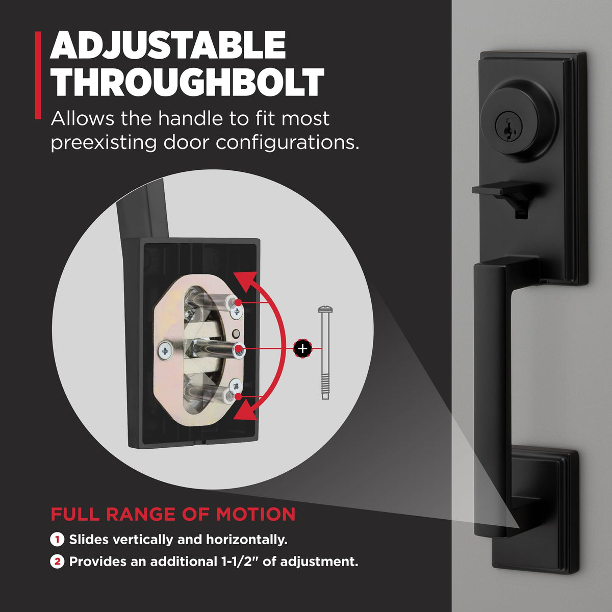 Exterior keyed deadbolt provides reliable entry control for Kwikset Peralta.
