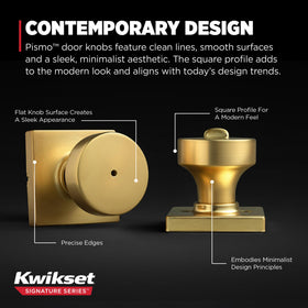 Kwikset Pismo satin brass adjustable latch fits standard doors