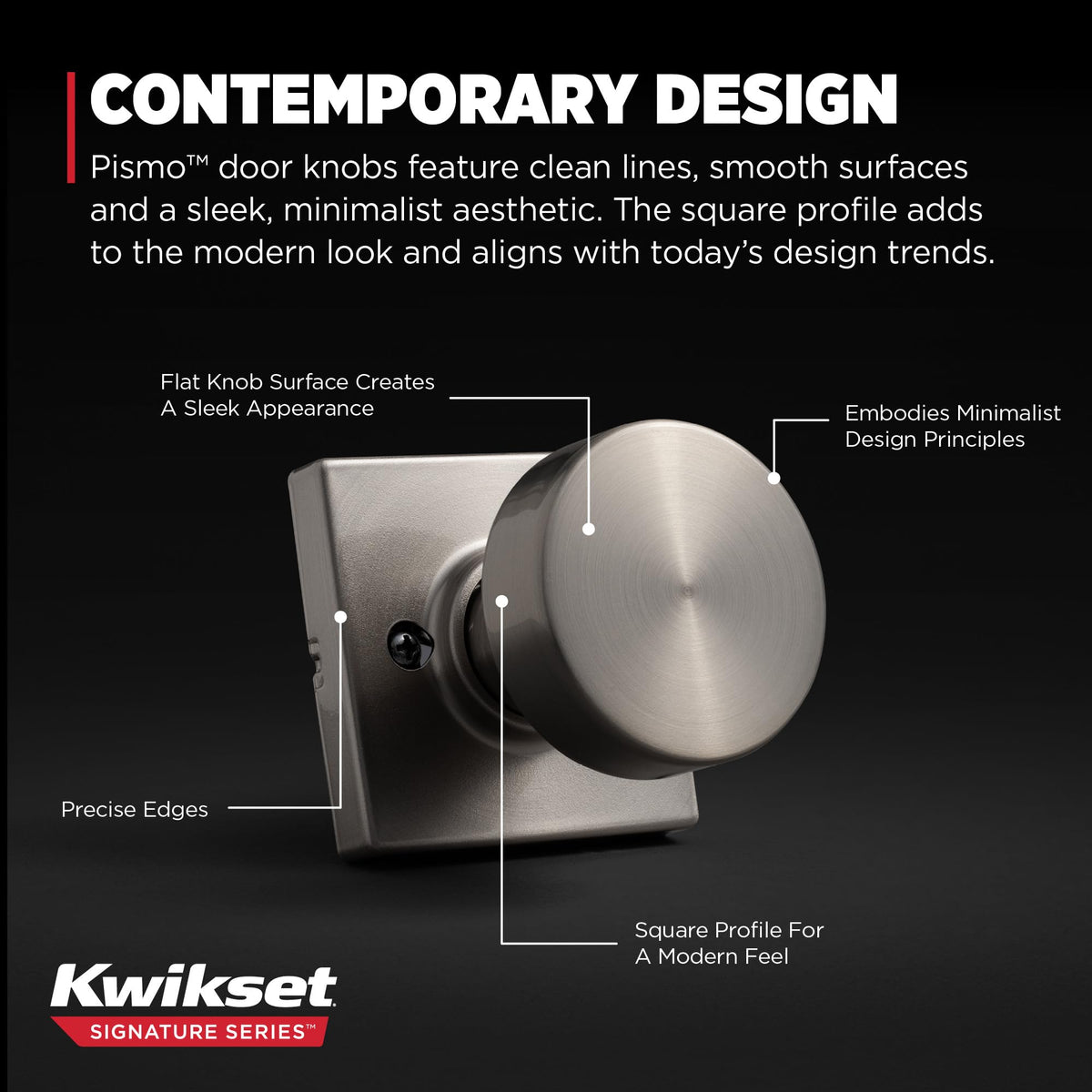 Kwikset Pismo contemporary design satin nickel detail