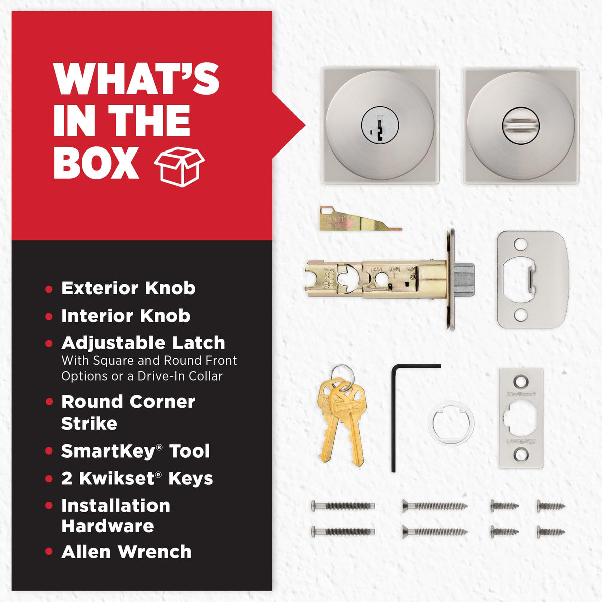 Kwikset Pismo compact-install bundle illustrating easy DIY setup.