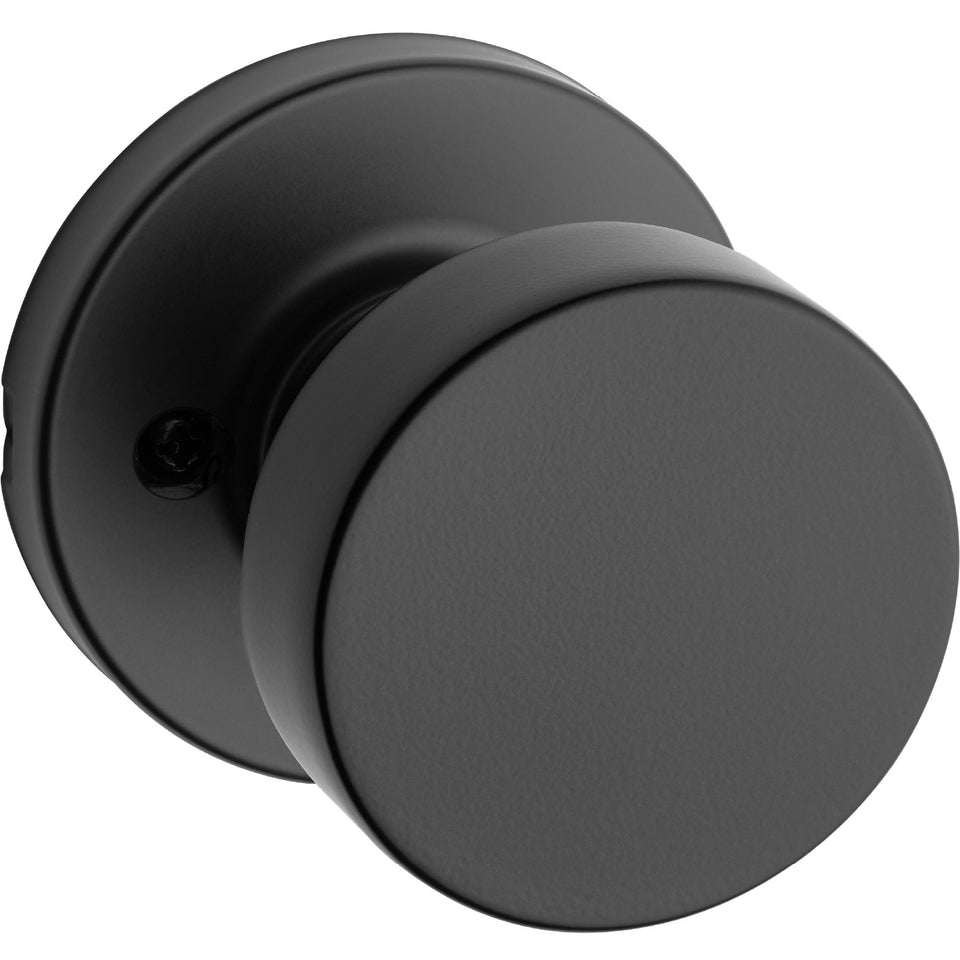 Kwikset Pismo dummy door knob for interior doors with no latch, ideal for double doors.