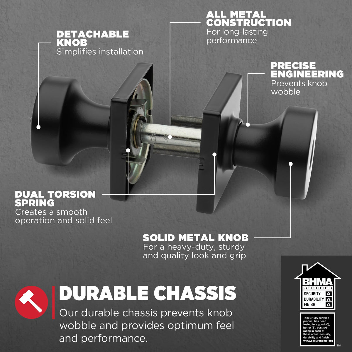 Pismo interior and exterior knob kit for simple DIY installation.