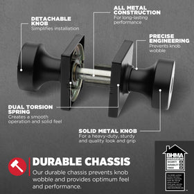 Pismo interior and exterior knob kit for simple DIY installation.