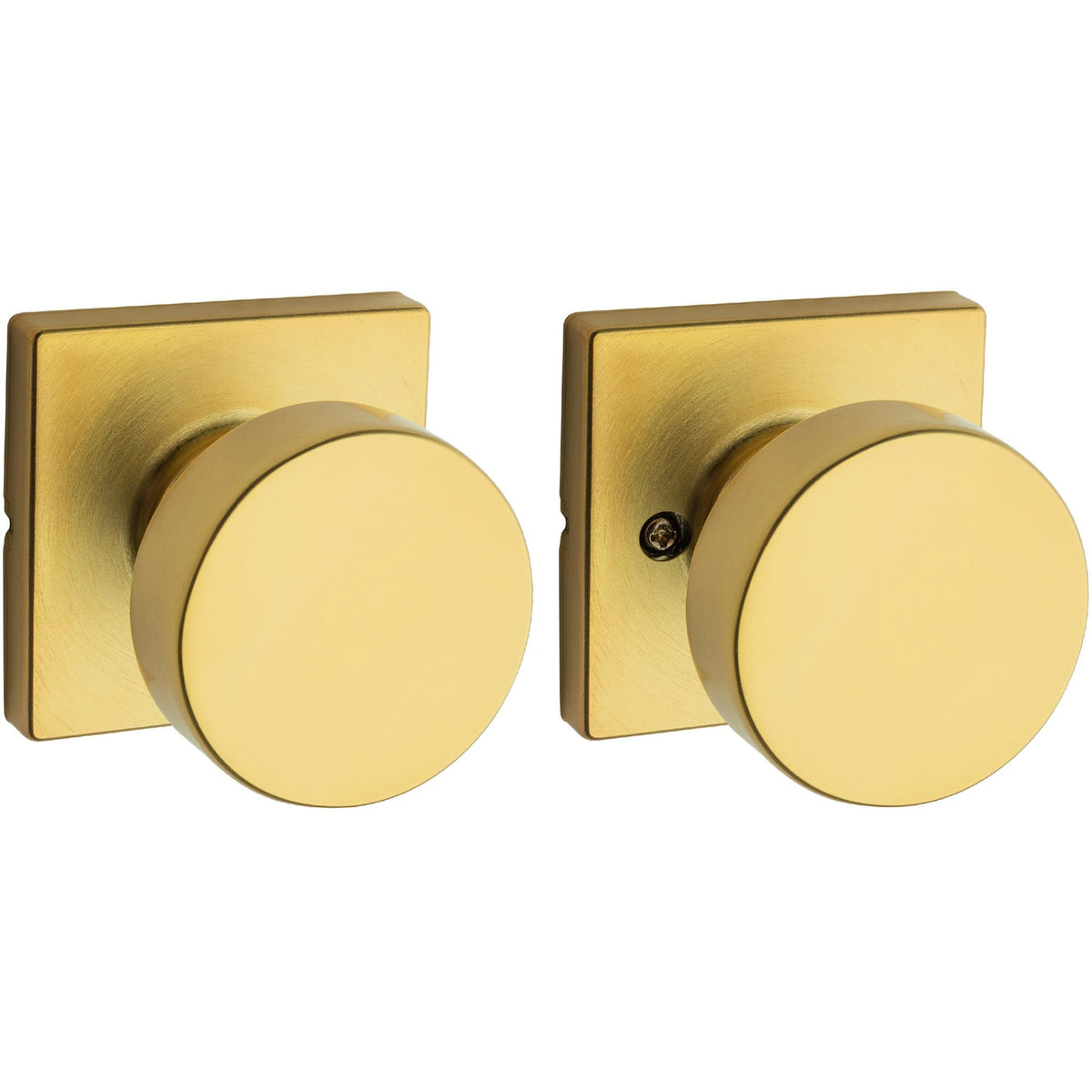 Kwikset Pismo interior passage knob on a closet door with easy non-locking action.