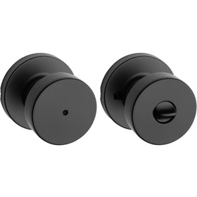 Kwikset Pismo interior privacy knob with matte black finish for bedroom privacy
