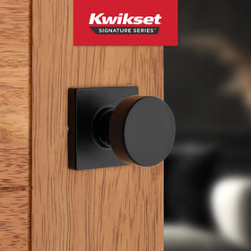 Kwikset Pismo matte black finish enhances contemporary interiors.