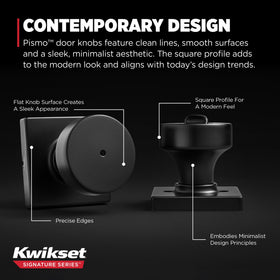 Microban-protected finish on Kwikset Pismo for cleaner-looking hardware.