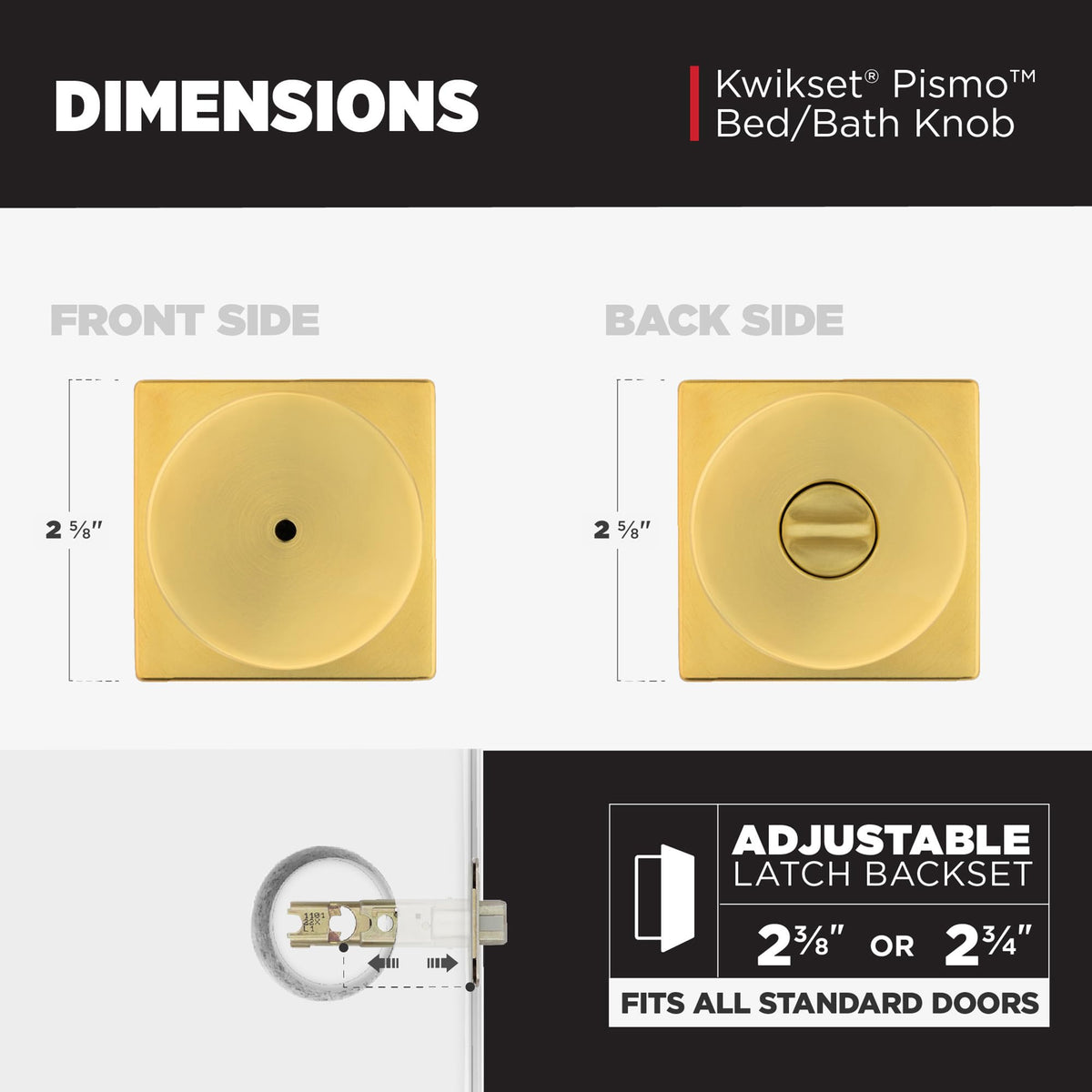 Kwikset Pismo Microban protected satin brass finish stays cleaner between cleanings